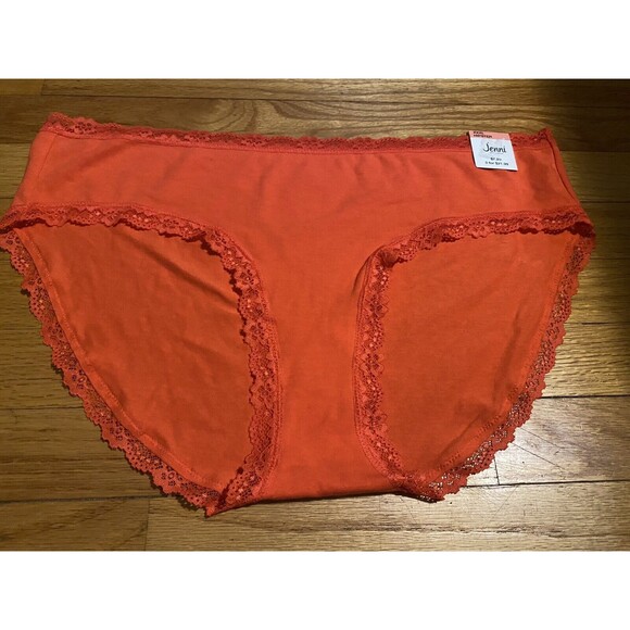 Jenni Women's Plus Size Lace Time Hipster Underwear, Papaya Punch Size XXXL - Picture 1 of 2